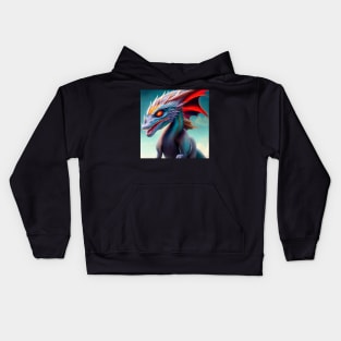 Blue Dragon with Red Spikes Kids Hoodie